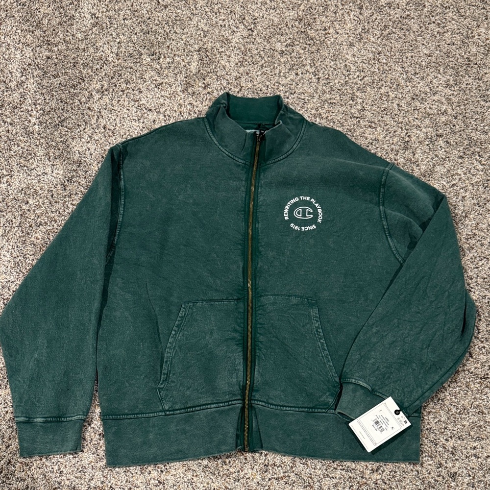Champion Forest Green Full-Zip Sweatshirt —FAST SHIP